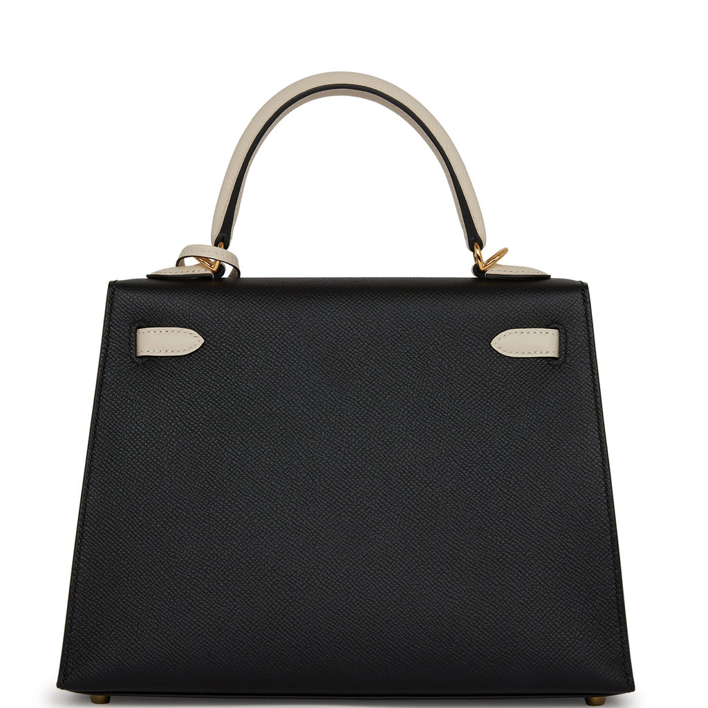 Hermes HSS Kelly Sellier 25 Nata and Black Epsom Permabrass Hardware ...