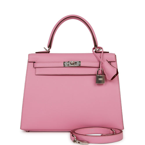 Hermès Kelly 28cm Rose Confetti and White Epsom Leather Brushed Gold  Hardware