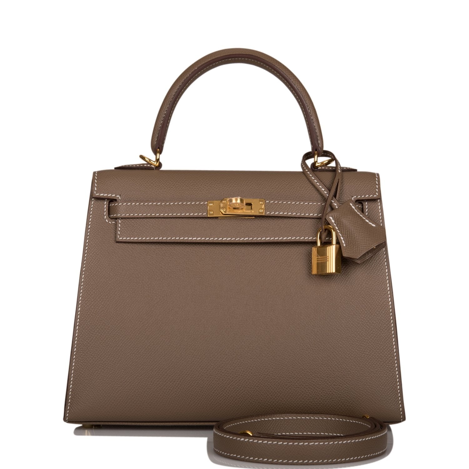 Hermes Kelly Sellier 25 Etoupe Epsom Gold Hardware – Madison Avenue Couture