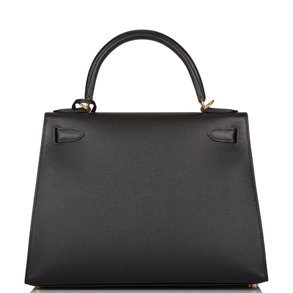 Hermes Kelly Sellier 28 Black Epsom Gold Hardware – Madison Avenue Couture