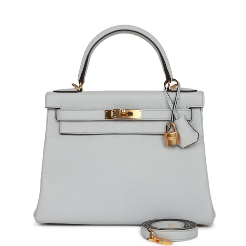 Hermes Kelly Sellier 25 Bleu Brume Epsom Gold Hardware