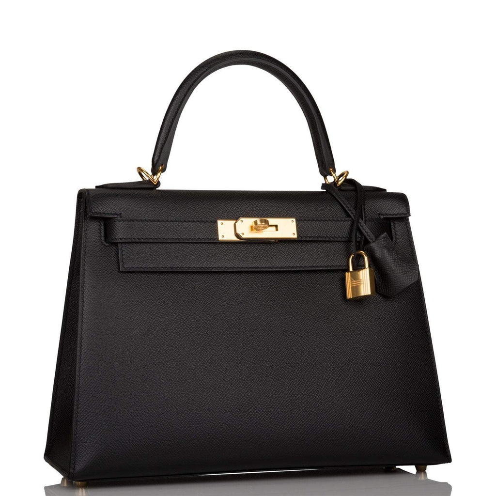 Hermes Kelly Sellier 28 Black Epsom Gold Hardware – Madison Avenue Couture