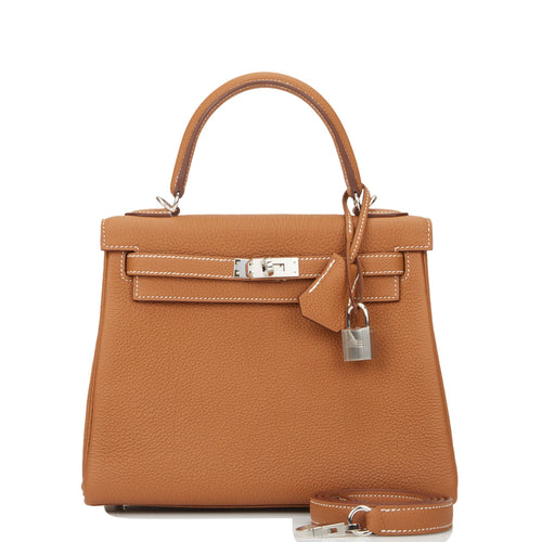 Hermès Kelly 25 Retourne In Gold Togo With Gold Hardware in Brown