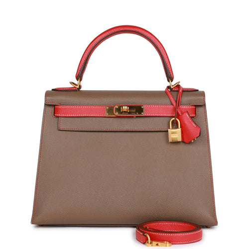 HERMES Kelly 28 Bag in bicolor Blue Indigo and Burgundy Epsom