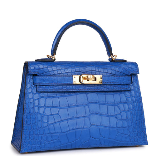 Hermes Kelly 20 Mini Sellier Bag Blue de Royal Chevre Leather Gold