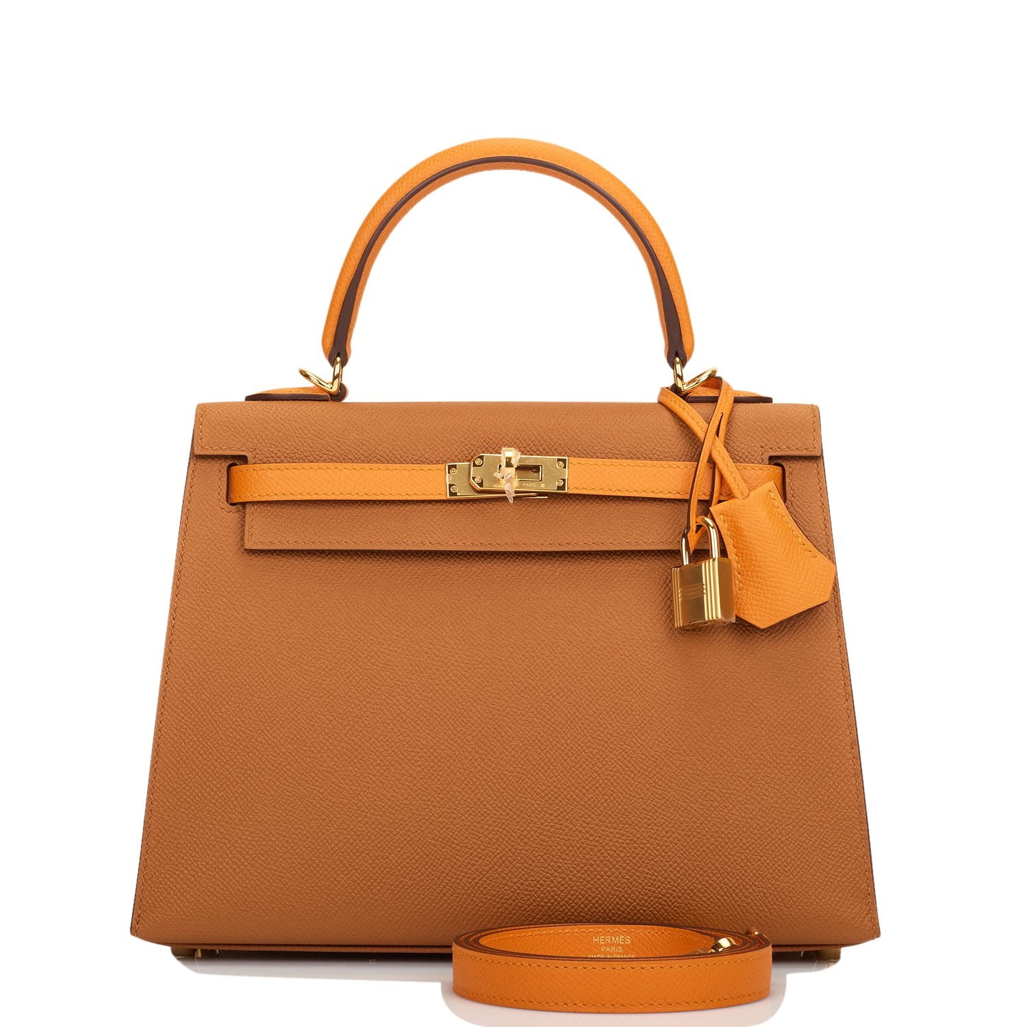 Hermes (HSS) Kelly Sellier 25 Gold and Apricot Epsom Gold Hardware ...