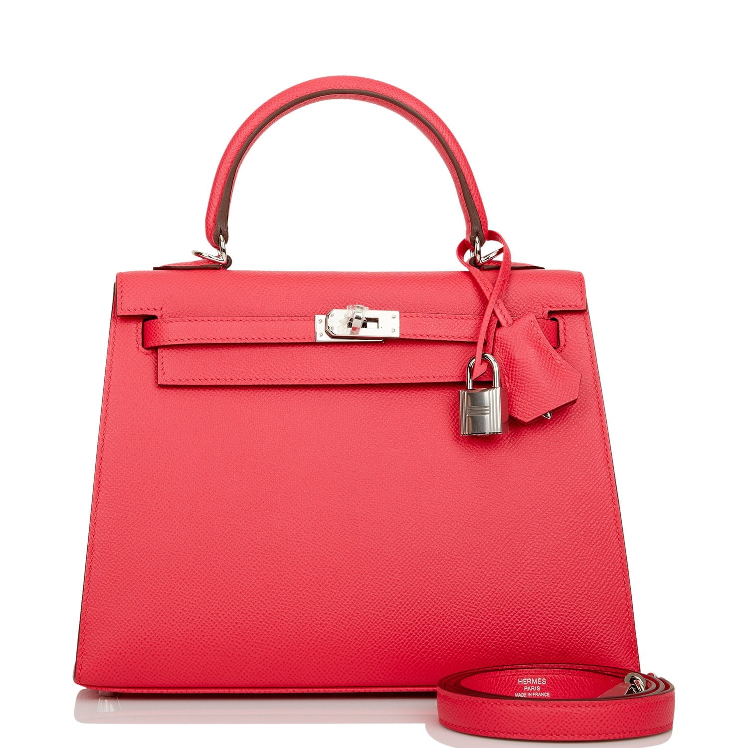 Hermes Kelly Sellier 25 Rose Extreme Epsom Palladium Hardware – Madison ...