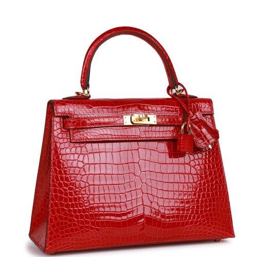 Hermes Kelly Pochette 22cm Shiny Niloticus Alligator Gold Hardware, 6Q Vert  Emeraude - H Famous