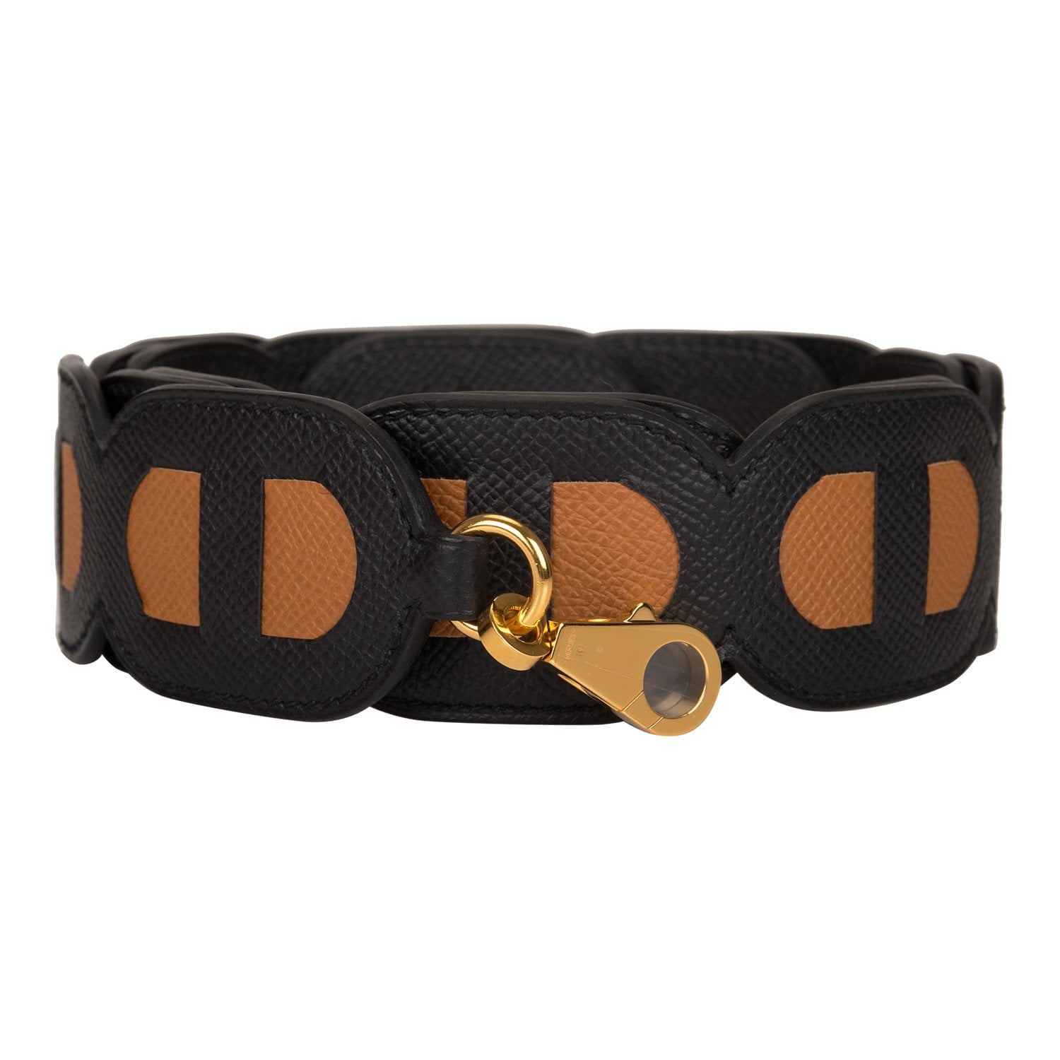 Hermes Black and Gold Epsom Maillons Shoulder Strap 109cm – Madison ...