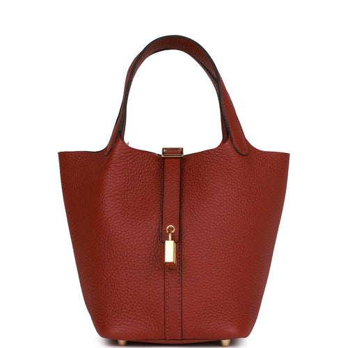 Hermes Taurillon Clemence Rouge Sellier Picotin Lock 18 GHW For