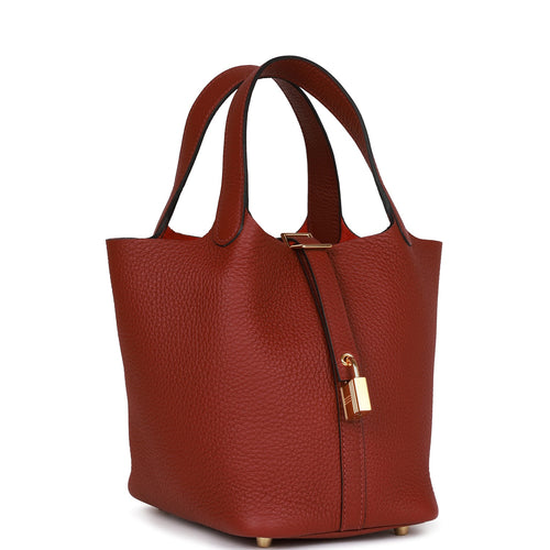 Hermes Taurillon Clemence Rouge Sellier Picotin Lock 18 GHW