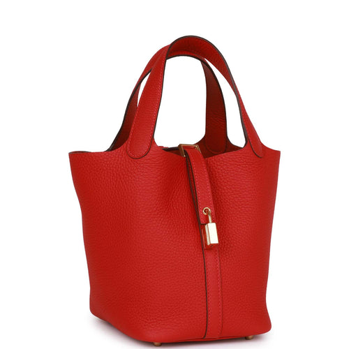 Hermes Picotin 18 Lock Bag Clemence Rouge H GHW Stamp U