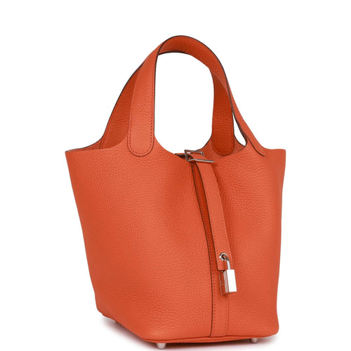 Hermes Clemence Leather Orange Poppy Picotin Lock 18