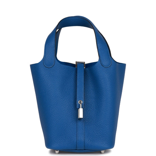 Hermès Picotin 18 Taurillon Clemence Deep Blue PHW - Kaialux