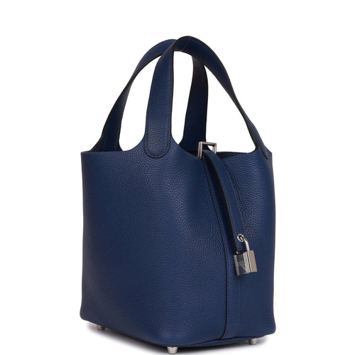 Hermes Picotin Lock Eclat 22 Bag Deep Blue Anemone Clemence Palladium –  Mightychic