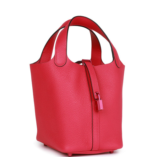 Hermès Rose Texas Taurillon Clemence Leather Picotin Lock 18 Bag