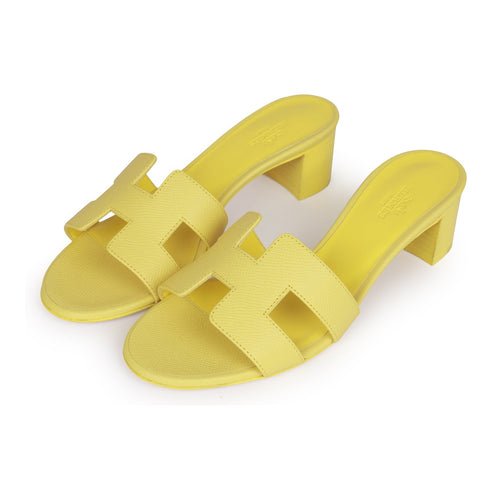 Hermes Oasis Sandals Etoupe Epsom Block Heels 35 – Madison Avenue