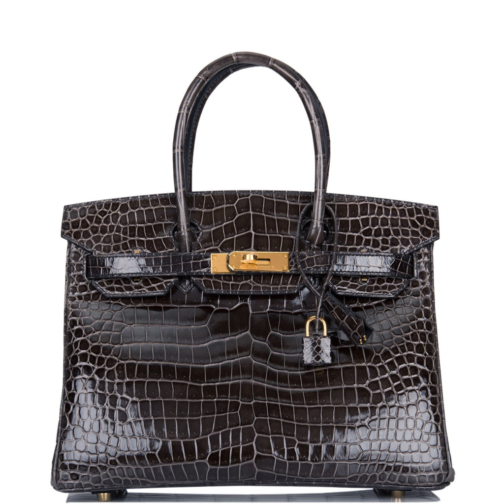 Hermes Graphite Porosus Crocodile Birkin 30cm Gold Hardware – Madison ...