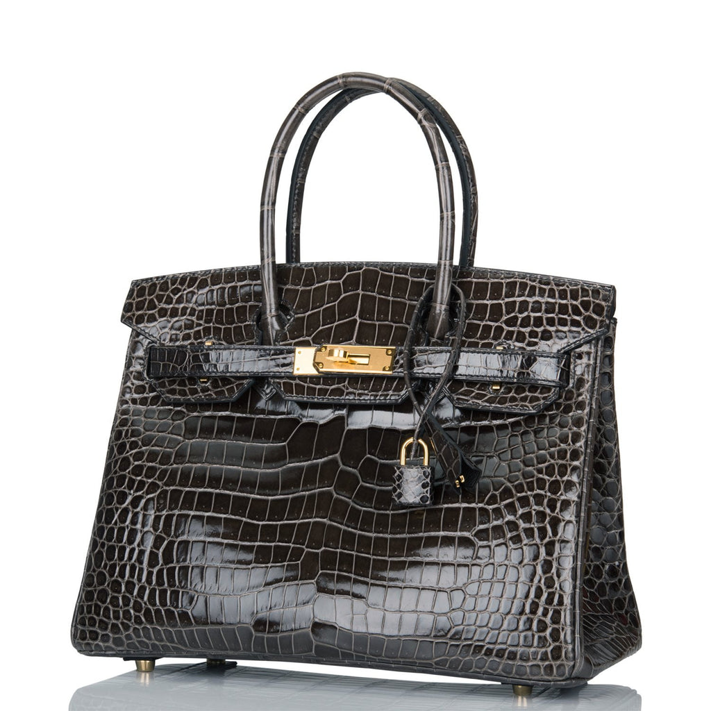 birkin 30 black noir crocodile porosus satchel