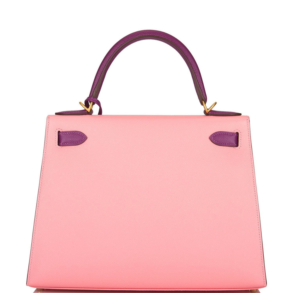 Hermes HSS Bi-Color Rose Confetti and Anemone Epsom Sellier Kelly 28cm Brushed Gold Hardware