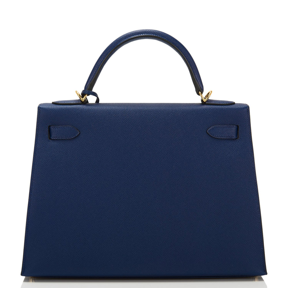 Hermes Blue Sapphire Epsom Sellier Kelly 32cm Gold Hardware