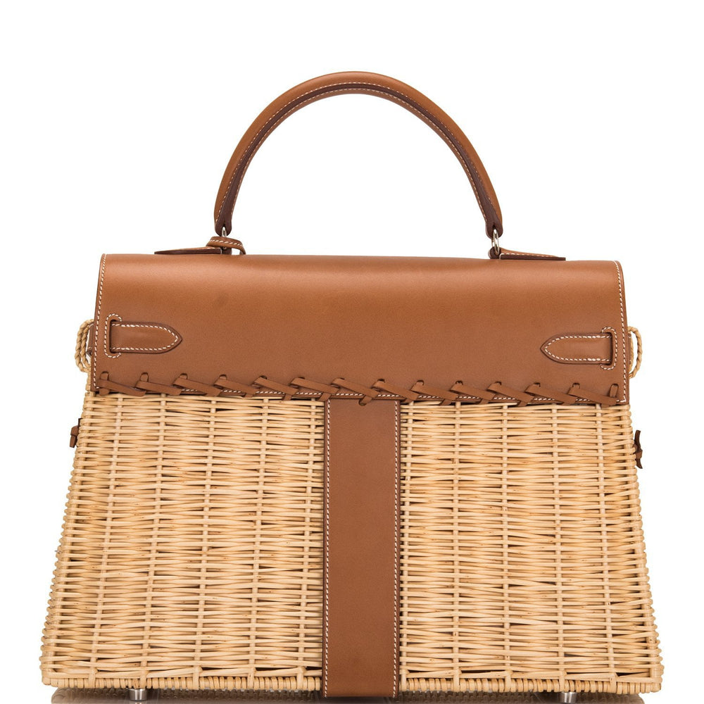 Hermes Wicker and Barenia Leather Picnic Bag Kelly 35cm Palladium Hard – Madison Avenue Couture