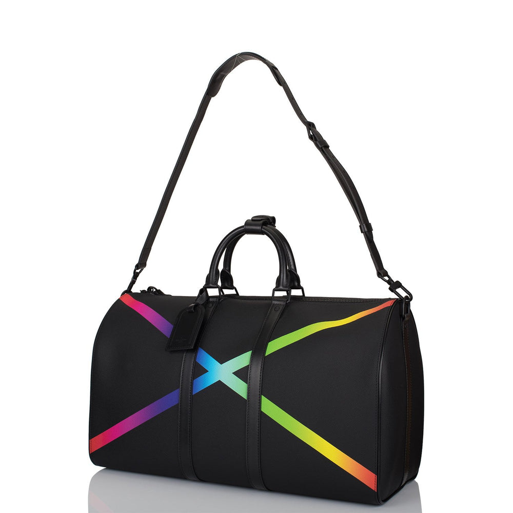 Louis Vuitton x Virgil Abloh Black Taiga Rainbow Keepall Bandouliere – Madison Avenue Couture