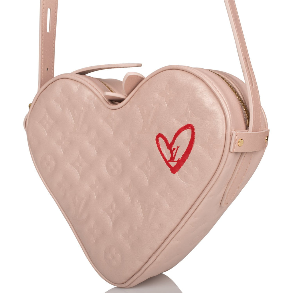 LOUIS VUITTON New Wave Love Lock Red Leather Heart Coeur Wristlet Shoulder  Bag