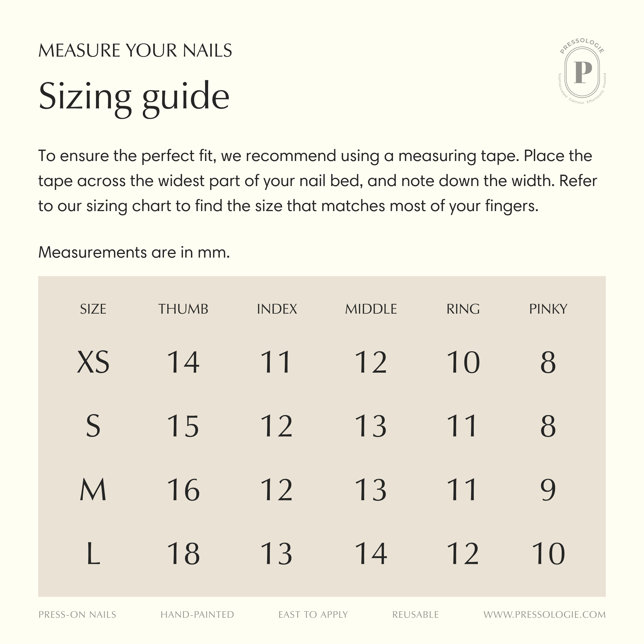 Sizing guide