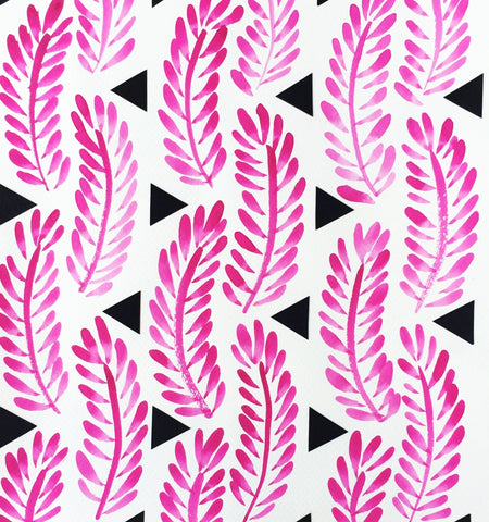 Painted pattern of pink leaves