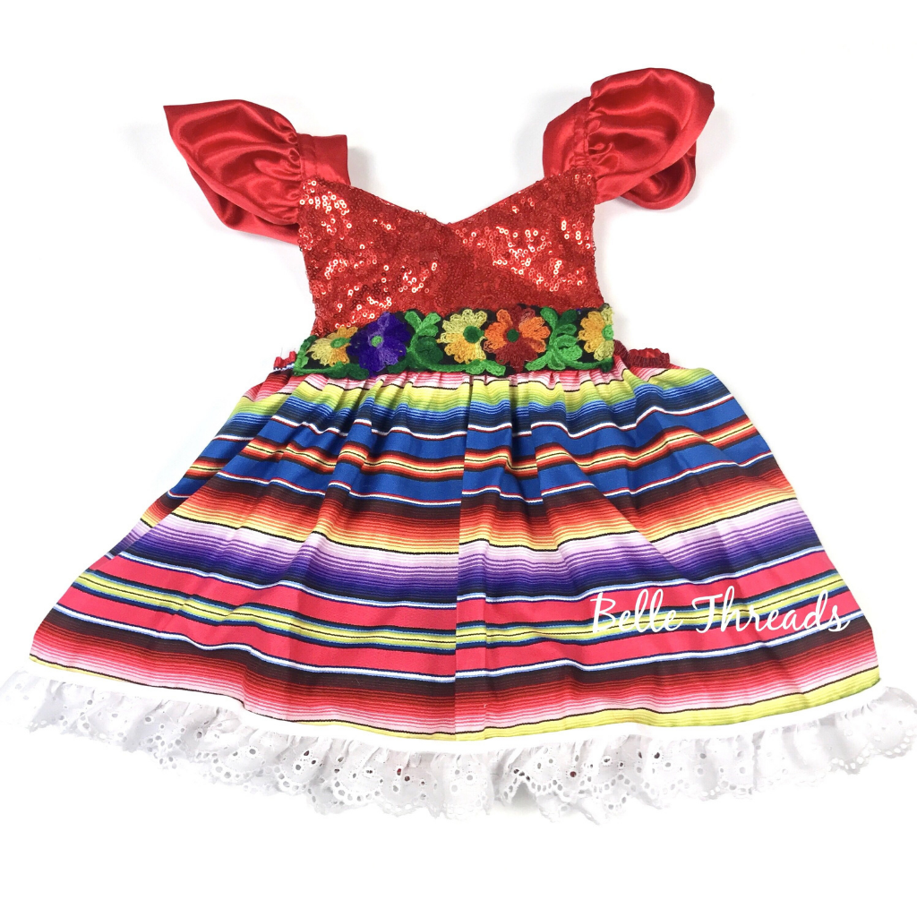 LIMITED Sparkle Romper Cinco de Mayo Fiesta Dress Mexican Fiesta Dress –  Belle Threads