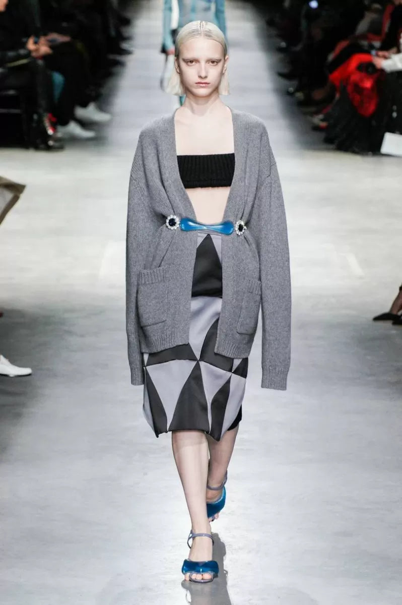 Christopher Kane Square cardigan worn on the runway