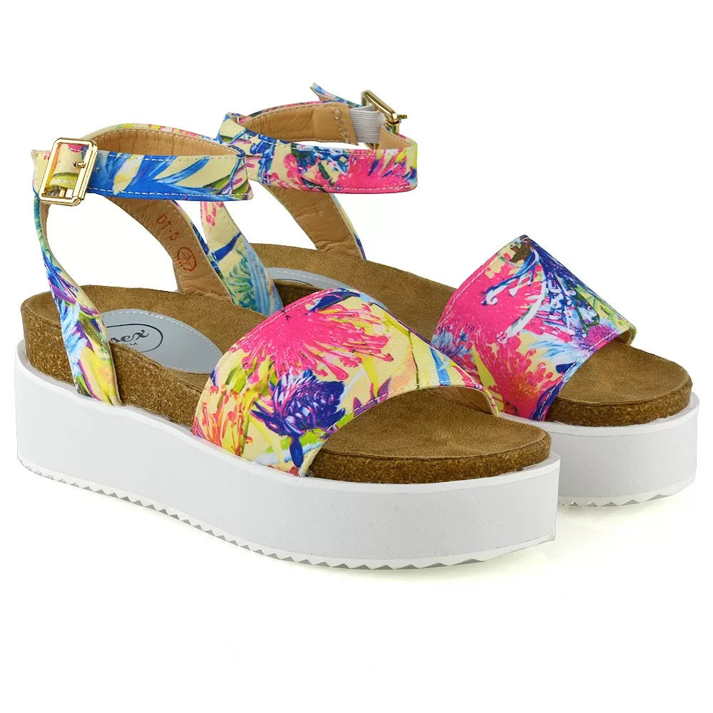 XY London Alvina Floral Flatform Sandals