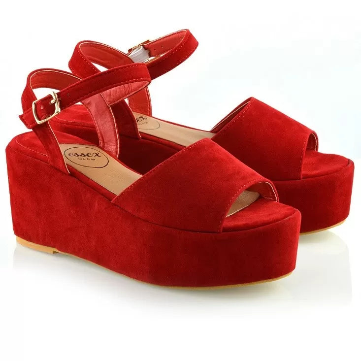 XY London Sherry Red Flatform Wedges