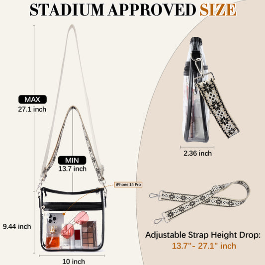 Women Stadium Approved Clear Crossbody Bag with Guitar Strap