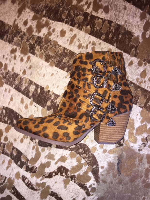 leopard buckle boots