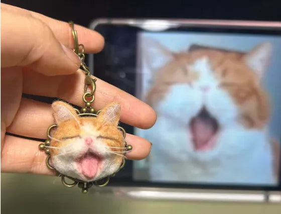 Mini wool felt keychain