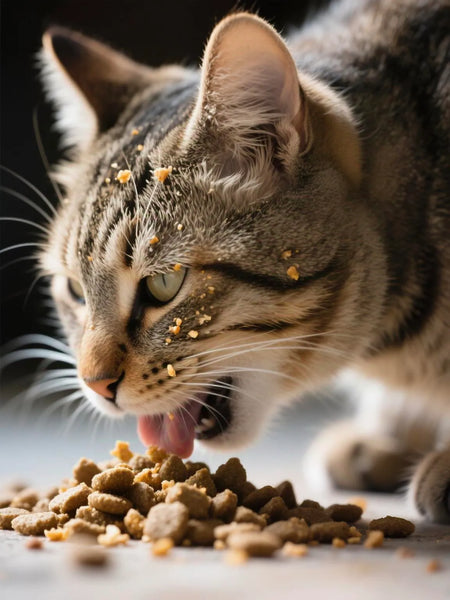 Cat eating cat food