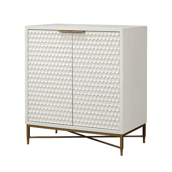 Honeycomb Design 2 Door Bar Cabinet with Metal Legs