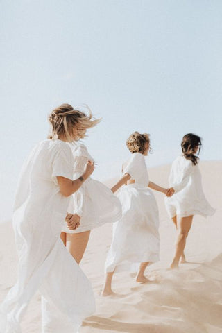 Women having fun while running.