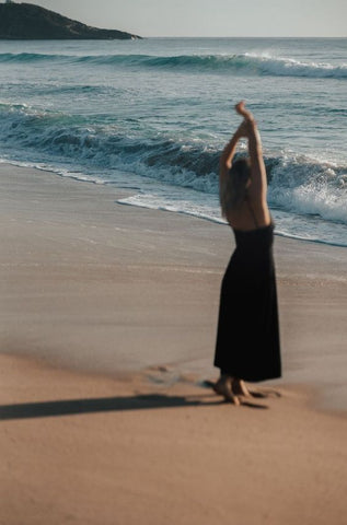 Calm woman on the beach