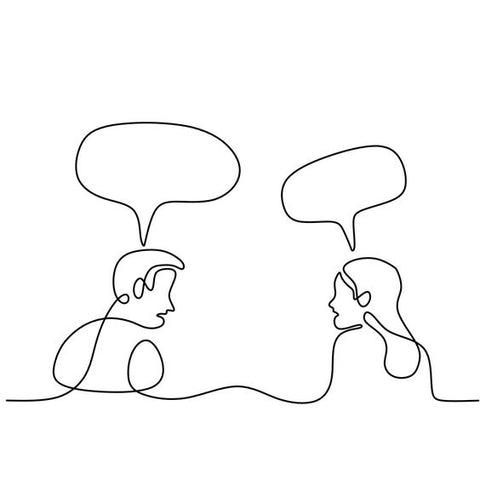 Drawing of people communicating