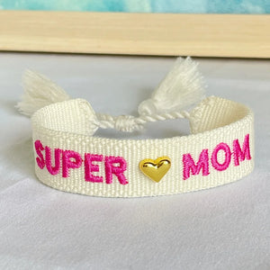 SUPER MOM Embroidery Adjustable Bracelet Gift For Mom - WAIFU MELONS