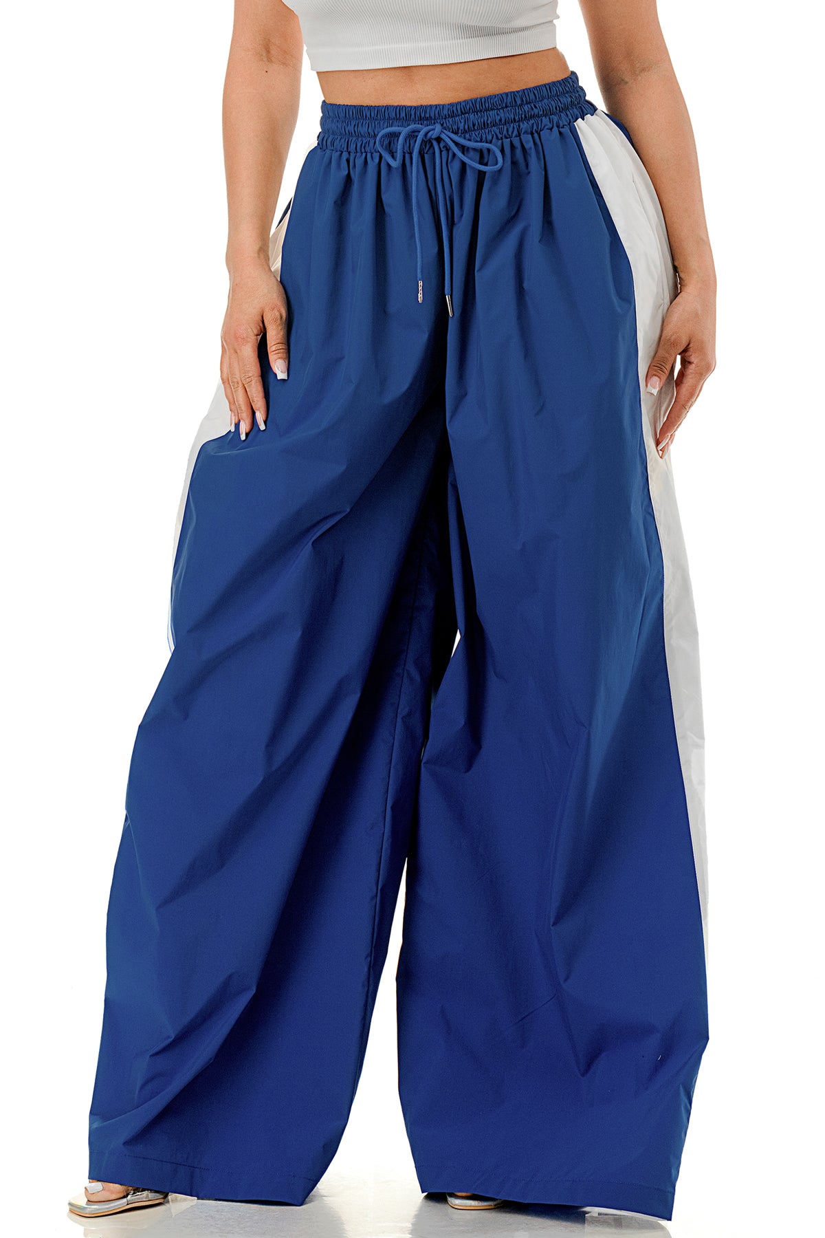 Drawstring Elastic Waist Wide Leg Palazzo Pants