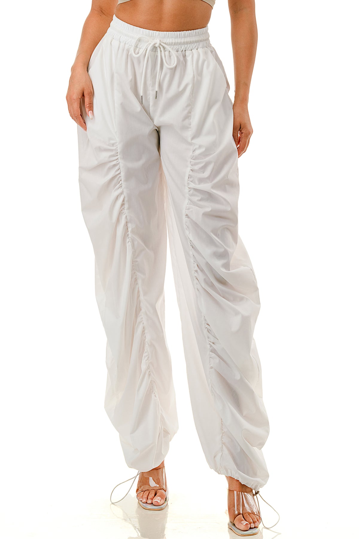 Elastic Waist Pleated Loose Fit Jogger Pants