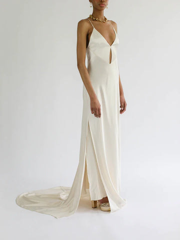 Column Style Maxi Wedding Dress