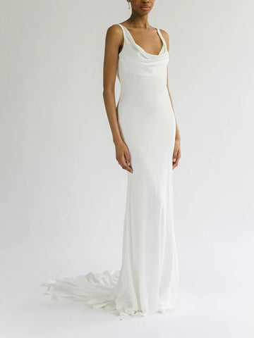 Cowl Neck Slip Wedding Dress