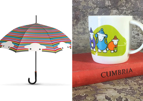 Herdy umbrella and herdy hiker mug