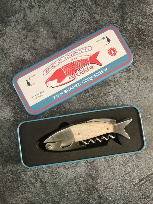 Fish Shaped Pocket Knife/Corkscrew/Bottle Opener-Uncorked Originals-w Orig  Bag