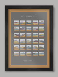 Southern Fells Lake District Geometric Poster print